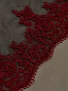 1 mảnh ren thủ công phong cách Gothic màu đen dài đến tận nhà thờ cho cô dâu, thích hợp cho tiệc ngày lễ, dịp trang trọng - màu đen - Xem 3