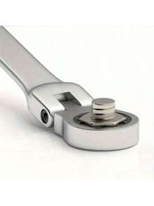 1pc Ratchet Wrench Set, 72 Teeth, 180° Swivel Design, Durable Metal Tool, Suitable For Automotive, DIY, Home Repair, Two-In-One Wrench, Durable Industrial Tool - Silver - View 7