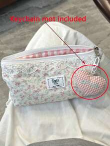 1个清新粉色蕾丝花卉铅笔盒（不含心形钥匙扣）。小众风格大容量文具收纳包，简约少女化妆包。学生文具。开学季礼物。学生互赠礼物的完美之选！ - 彩色 - 查看 4