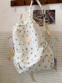 Large Capacity Popular Floral Student Backpack, Cute Women's Backpack, Suitable For Teenagers, High School Students, College Students, Graduates, Returning To School, Graduation Season, Male And Female Students, Used As Classroom And Shopping Bags, Class Travel Bags - Multicolor - View 13