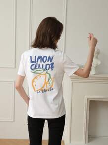 Camiseta de manga corta con cuello redondo informal y estampado para niñas y niños pequeños en verano - Una camiseta con un estilo de arte de limón refrescante que inspira la imaginación y la autoexpresión. Ropa para niñas, camisetas gráficas de verano, ropa para niñas preadolescentes