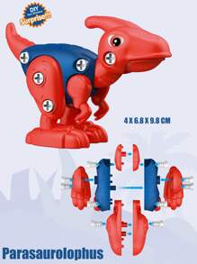 儿童恐龙玩具，恐龙积木，可重复使用玩具，可拆卸恐龙模型，STEM教育3D拼装玩具，DIY拼装套装，易于组装和携带，3岁以上儿童的理想礼物，包含钻头，颜色随机