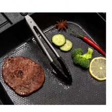 1 Pc Black Silicone Tongs, Stainless Steel Tongs Outdoor BBQ Clamps For Camping Kitchen Tongs For Baking Steak