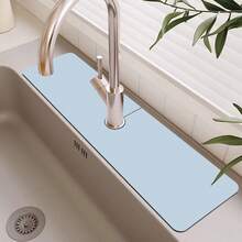 1pc Solid Color Sink Faucet Suction Cup Mat, Drain Mat, For Kitchen, Bathroom Sink, Countertop, Drain Mat, Silicone Washbasin, Trimmable And Quick-Drying Mat - Multicolor - View 25