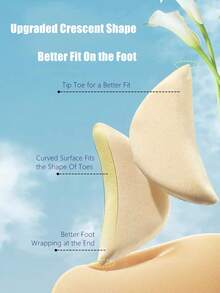 1 Cặp miếng đệm ngón chân bằng bọt biển mềm, giảm kích thước giày, bảo vệ ngón chân, chống trượt gót chân cho giày cao gót nữ, thoải mái - Màu be - Xem 10
