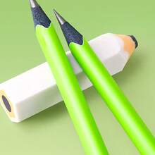 1 套 10 支装 3.2 毫米粗铅笔，带绿色三角形笔杆，HB 2B 铅，适合学生和儿童，用于学校用品，返校 - 彩色 - 查看 3