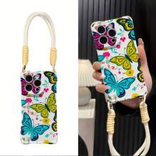 Funda para teléfono (1 unidad) estilo retro, pequeña, para móvil 16 Plus, con cordón, 13 Pro Max, para mujer, 12, de silicona suave, 14, con cobertura total de lente, esquinas reforzadas, anticaídas, estilo de celebridad, 15, linda y protectora - Blanco - Ver 4