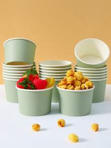 25/10pcs Set Disposable Solid Color Paper Bowls, Party Cups, Ice Cream Cups, Snack Boxes, Birthday Party Decorations, Family Party, Picnic, Restaurant, Takeout Disposable Tableware Supplies - Multicolor - View 13