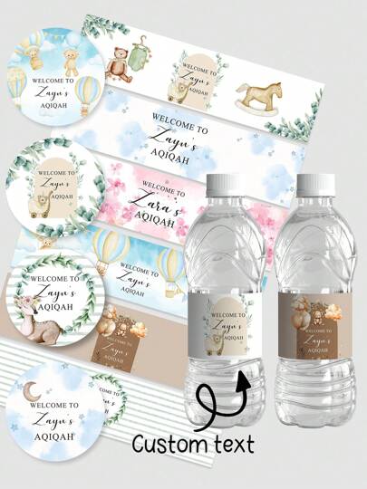 UNICCUT Customized Aqeeqah Stickers, Islamic Aqiqah Party Welcome Labels For Baby Boy Girl Decoration Water Bottle Stickers Round Stickers Baby Shower, Multi-Functional, Ornamental, Reusable, Exquisite, Stylish, High-Quality, Colorful, Modern, Custom, Personalized, Unique, Ideal Gifts For Her, Boyfriend, Dad, Girlfriend, Mom, Family, Friends, Tea Room, Home, Garden, Office, For Anniversaries, For Valentine's Day, For Mother's Day, For Birthdays, For Father's Day, For Graduation, For Weddings, For Housewarming,Home & Living,Christmas Home Atmosphere,Personalized Labels,Chic Design