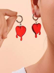 1 件奢华小众设计心形耳环，适合女性日常佩戴