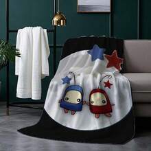 1 件 Ilomilo 卡通 Billie 印花法兰绒毛毯 - 柔软、轻盈、充满活力的人物设计 - 非常适合情人节、复活节、斋月、婚礼和春夏季装饰 - 100% 涤纶，250-300 克，现代风格，适合沙发或床上使用，床上午睡毯 | 现代毛毯 | 优质数码印花 - 彩色 - 查看 2