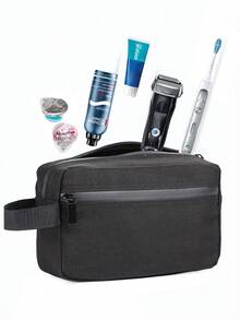 1 件男士旅行洗漱包防水剃须包用于洗漱用品配件可折叠储物袋带隔层和手柄用于化妆品洗漱用品刷子工具适合青少年夏季休闲户外运动或度假旅行或毕业礼物或生日礼服配件旧钱