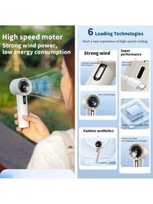 Handheld Fan [100-Speed Turbo Wind Pro],5000mAh Portable Rechargeable Fan With LED Display, Powerful Motor, Summer Essentials For Travel,Beach,Vacation,Makeup,Concerts,Cruise - White - View 7