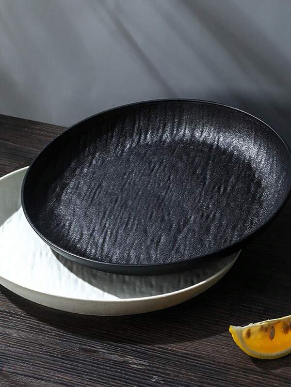 2 Pcs Round Trays, Plastic Tableware Plates, Kindergarten Home Use Cup Saucer, Catering Fast Food Barbecue Plate, Kitchen Supplies
