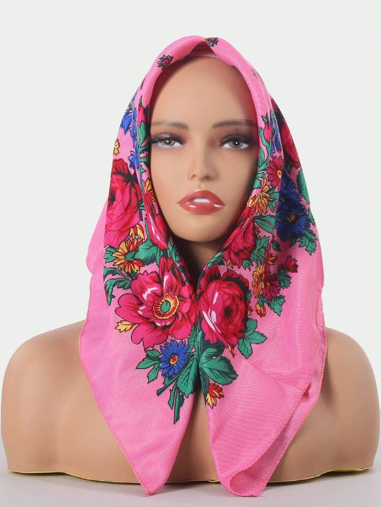 1pc Women's Fashionable Spring/Summer Printed Square Bandana With Plant & Floral Pattern, Suitable For Outdoor Windproof, Dustproof Decoration Boho Headband Soft Hijab Veiled Clothes - Multicolor - View 28