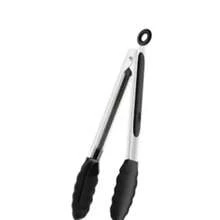 1 Pc Black Silicone Tongs, Stainless Steel Tongs Outdoor BBQ Clamps For Camping Kitchen Tongs For Baking Steak