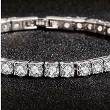 1 件单排 4 毫米方晶锆石网球链男女通用手链，嘻哈四爪莫桑石手链首饰 - 銀 - 查看 5