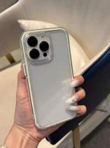 1 pezzo Custodia per telefono alla moda e minimalista, bianca con bordo trasparente, 2 in 1, adatta per