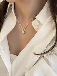 Collar de cadena de plata esterlina elegante con colgante en forma de hebilla de amor, diseño exclusivo de cadena de clavícula para mujer, regalo de San Valentín - Collar de amor con hebilla OT - Ver 4