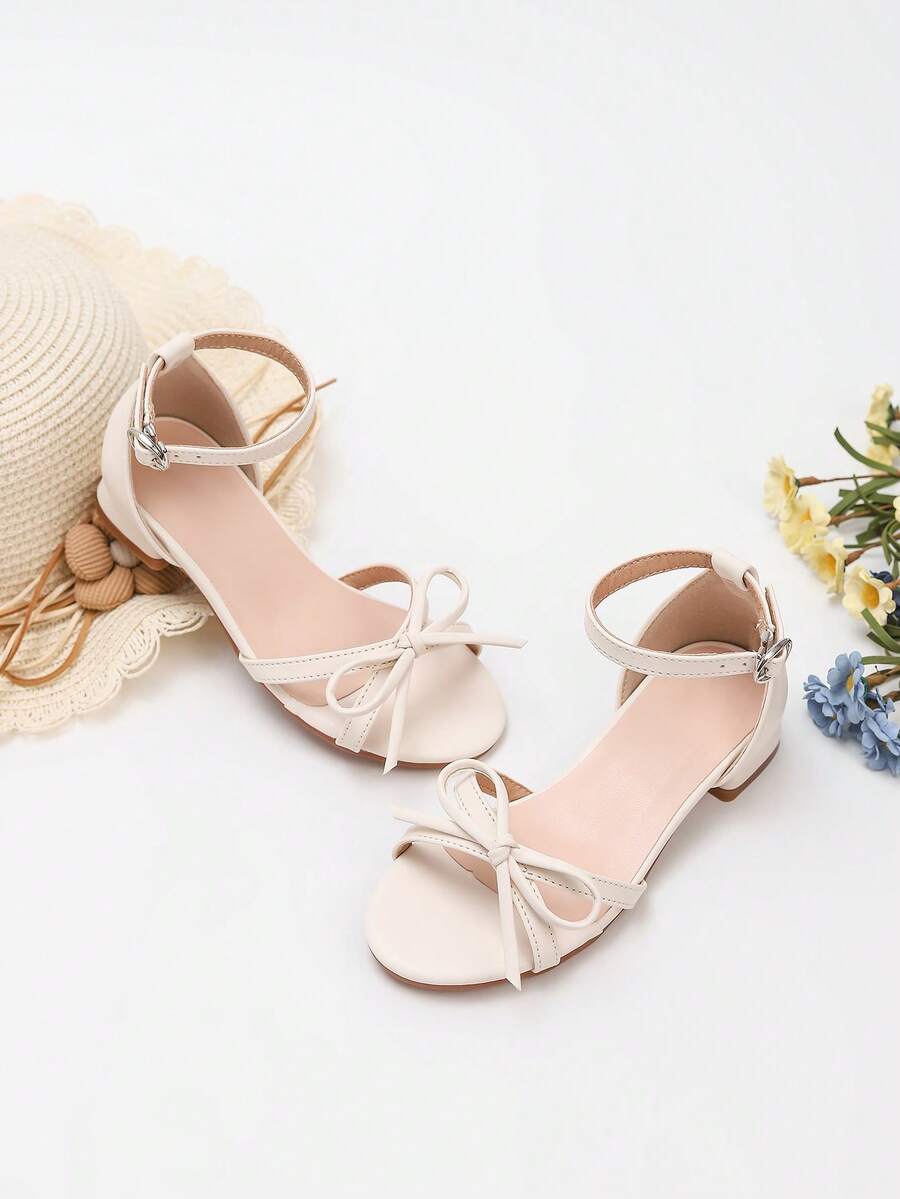 1 双夏季新款时尚小女孩加大码高跟凉鞋，舒适日常休闲凉鞋，花朵装饰罗马风格大码高跟鞋，适合舞蹈表演、婚礼、派对、公主鞋