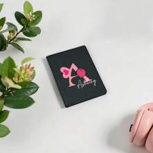 1 Peça Porta-Passaporte de Couro PU Personalizado com Coração Rosa e Letra em Inglês Impressa, Nome Personalizado para Casais, Amigos, Aniversário, Viagem, Feriado, Presentes Corporativos