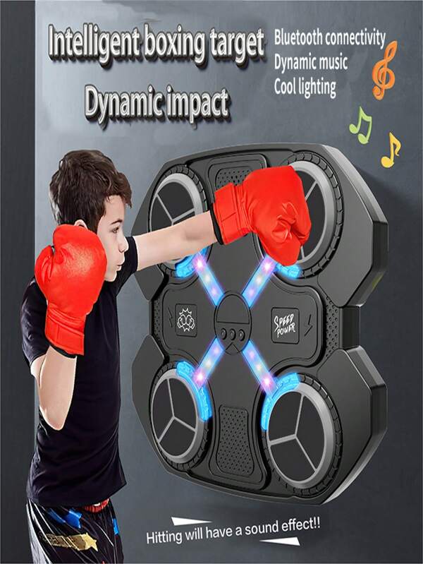 Children's Boxing Target With Bluetooth, Lighting, Music, Agility & Reaction Training Device, Wall-Mounted Smart Boxing & MMA Fitness Equipment, Halloween & Christmas Gift (Batteries Not Included, USB Power Required, Random Glove Color)
