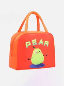 1pc Student Fruit Pattern Cartoon Lunch Box Bag, Durable Oxford Cloth, Easy To Clean, Hands Can Keep Warm And Cold Proof, Suitable For Carrying And Storing In Schools, Offices, And Outings - Outdoor Travel - Back To School Season