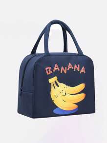 1pc Student Fruit Pattern Cartoon Lunch Box Bag, Durable Oxford Cloth, Easy To Clean, Hands Can Keep Warm And Cold Proof, Suitable For Carrying And Storing In Schools, Offices, And Outings - Outdoor Travel - Back To School Season