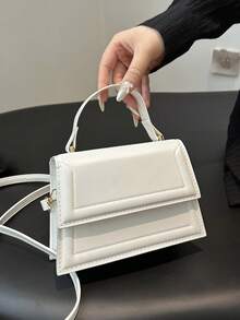 Bolso mini con solapa de color sólido de moda, bolso cruzado para el hombro para damas, adecuado para compras, carteras, estudiantes universitarios, recién llegados y ejecutivos. Perfectos para oficina, universidad, trabajo, negocios, desplazamientos, actividades al aire libre, viajes y excursiones.
