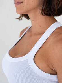Women's Ribbed Tank Top Cotton With Elastane - trắng - Xem 3