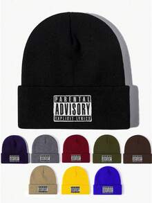 1 chiếc mũ len đan thêu chữ "ADVISORY", mũ len trượt tuyết Hip Hop ấm áp co giãn cho mùa thu/đông, trang phục thu thời trang Y2K - mũ dệt kim - Xem 11