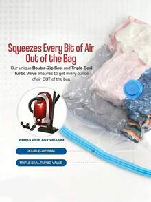 Set Of 10 Reusable Vacuum Bags With A Manual Pump, Perfect For Travel And Home Storage. Space-Saving Storage Bags For Clothes, Quilts, And Blankets - Made Of Durable Plastic, With Zipper Closure, No Electricity Required, And Transparent Design, They Easily Store Clothes And Quilts, Saving Space, Sealed And Compressed, Dust-Proof And Moisture-Proof, - Transparent Compression Bag - View 10