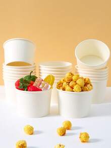 25/10pcs Set Disposable Solid Color Paper Bowls, Party Cups, Ice Cream Cups, Snack Boxes, Birthday Party Decorations, Family Party, Picnic, Restaurant, Takeout Disposable Tableware Supplies - Multicolor - View 11