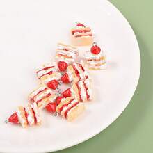 6/10 件树脂草莓蛋糕吊饰 - 适用于 DIY 珠宝、耳环、手工工艺品、家居装饰的工艺吊饰 - 彩色 - 查看 5