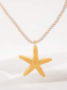 1 pieza Collar con colgante de estrella de mar de cuerda colorida estilo bohemio, adecuado para la playa y vacaciones - Collar halter con colgante de estrella de mar - Ver 7