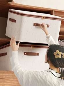 1PC/2pcs天山亚麻双窗拉链盒被子收纳盒家用布艺整理收纳箱大号储物盒