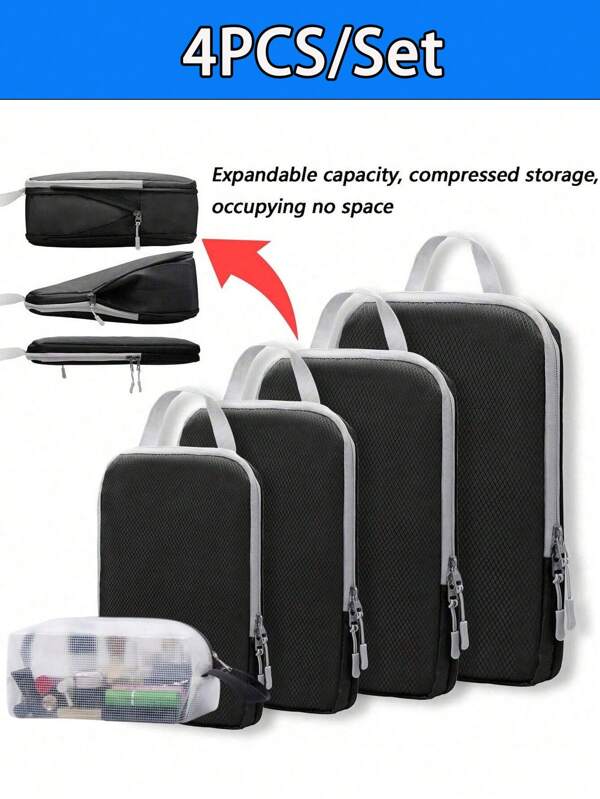 4-Piece Of Clothing Compression Storage Bag Clothing Folding Storage Box Clothes Shoes Suitcase Travel Bag Beige ,Holiday Essentials,Travel Essentials,Travel,Storage,Bags,Beach,Makeup Bag,Wash Bag,Camping,Camping Equipment,Camping Accessories,Lababa,Storage,Storage Box,Bedroom