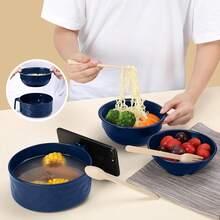 Microwave Ramen Cooker,Ramen Bowl Set,Microwave Noodle Bowl With Chopsticks And Spoon, College Dorm Room Essentials For Girls For Boys, Apartment Essentials,. (Deep Blue) - 灰色的 - 查看 5
