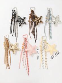 心形扣星形串珠吊坠 DIY 包饰 包袋装饰配件 猎豹纹背包装饰 汽车配件 女士包袋钥匙扣