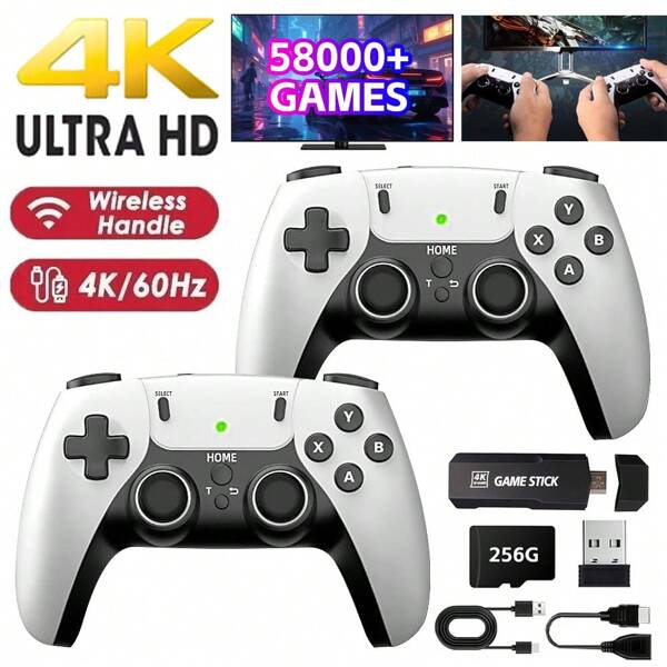 58000&4K TV Video Game Stick Retro Gaming Console 2 Wireless Controller Kit