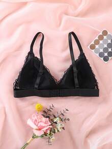 1件装女士极简钢圈文胸，防下垂，性感乳沟 - 黑色 - 查看 5