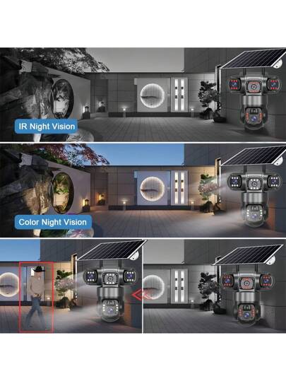 SWVW Wi Fi Solar IP Camera CCTV 15MP Dual Lens Triple Screen PTZ Auto Tracking 6K Security Surveillance V380 Pro Camera, Pet Tracking, Floodlight AI Motion, Home 355 Degree Horizontal 90 Vertical Rotation, Video Network System Support Two Way Voice view 11