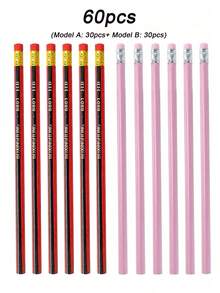 10/30/50pcs Classic Red & Black Pencils, Student Award Sketch Pencils, Learning Stationery With Eraser, School HB Pencils, Office Supplies, School Supplies, Back To School Gifts, School Office Stationery, Student Stationery