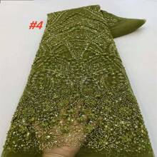 Luxury French Tulle Net Lace 2025 High Quality With Sequins Beads African Nigerian Embroidered Lace Fabrics For Dress Sewing Material