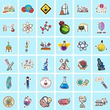 50Pcs/100pcs Science Stickers, Funny Chemical Biology Laboratory Kindle Stickers For Teens Adults, Vinyl Waterproof Stickers For Water Bottle Party Decoration Laptop Scrapbook Window