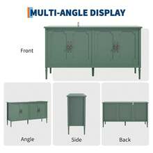 59" Buffet Cabinet With Storage, Modern Sideboard With 4 Doors And Adjustable Shelves, Credenza Coffee Bar Cabinet For Dining Room, Kitchen, Or Living Room, Green - màu xanh lá - Xem 5