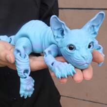 1 件 50 厘米/19.69 英寸 3D 打印巨型狮身人面像猫雕像，无毛猫家居装饰，逼真的仿真眼睛，全身可活动关节，彩虹系列猫装饰，节日装饰礼物，圣诞节，万圣节装饰，猫爱好者的完美礼物 - 彩色 - 查看 13