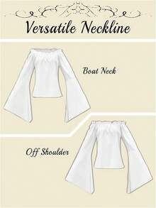 Costume Women Outfit With Renaissance Shirt Skirt Corset Waist Belt Womens Halloween Costumes (White+Red, S) - 白色+紅色 - 查看 9