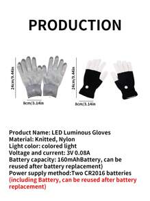 男女款 LED 闪光手套，7 种照明模式，休闲针织面料，无需电池激活，色彩鲜艳的派对配饰，节日手套 | 活力夜光手套 | 手套