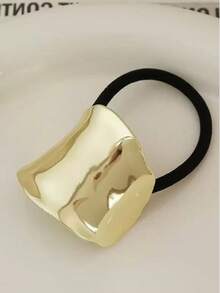 1pc Metallic Hollow Out Hairpin Ponytail Holder With Teeth Street, Ponytail Holders, Hair Elastics, Hair Rope, Hair Bobbles Head Accessories - Multicolor - View 5